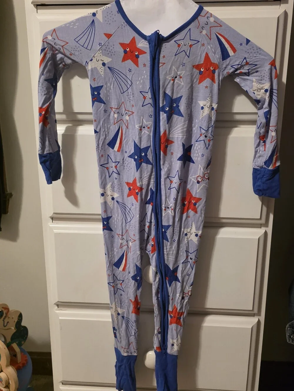 Little Sleepues Kids Star & Rocket Blue One-Piece Bamboo Pajamas